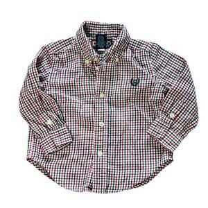Chaps Flannel‎ White Check Button Up Shirt 18 months Babycore Casual Fall